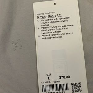 LuluLemon 5 Year Basic LS Design